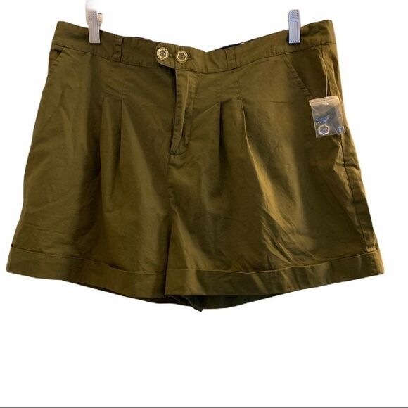 ModCloth Olive Shorts with Printed Lining - Picture 1 of 4